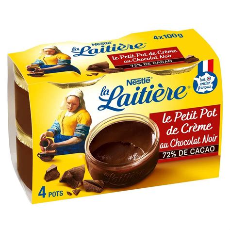 Achat Vente La laitière Crème Chocolat Noir 72 de Cacao 4x100g