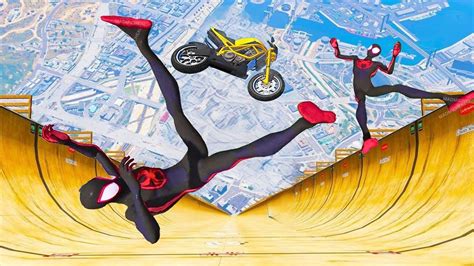 Gta Spiderman X Miles Morales Vs Mega Ramp Jump Spider Man Jumps