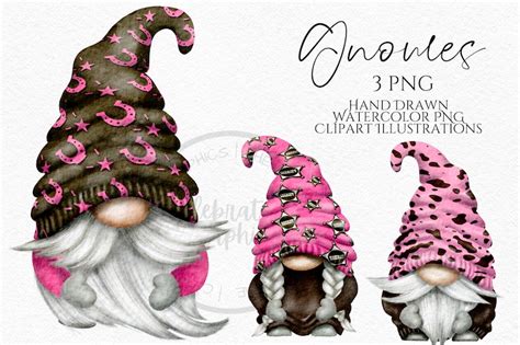 Cowgirl Gnome Clipart PNG Bundle Cowgirl Gonk Hand Drawn Etsy