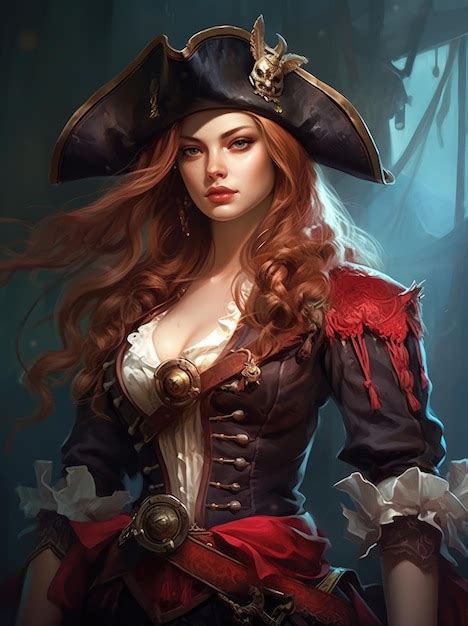 Premium AI Image Captain Of The Enchanted Seas A Beautiful Female