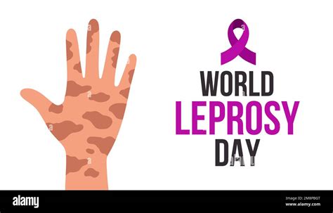 World Leprosy Day Vector Illustration With Hand And Purple Ribbon