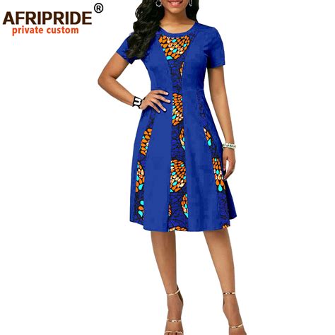 African Print Dress For Women Tailor Made Short Sleeve Knee Length