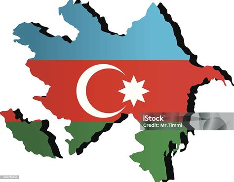 Vetores De Mapa Vetor Com Bandeira Do Azerbaijão E Mais Imagens De Azerbaidjão Azerbaidjão