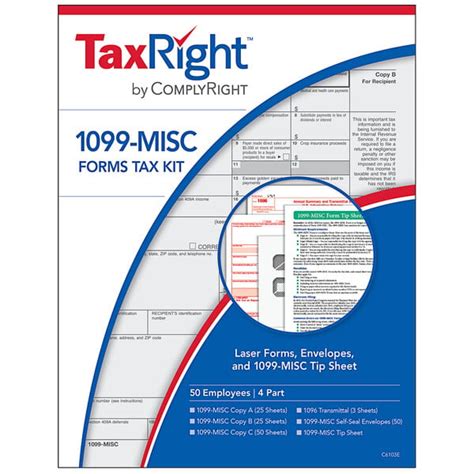 Complyright Taxright 1099 Misc 4 Part Tax Forms For 50 Recipients With