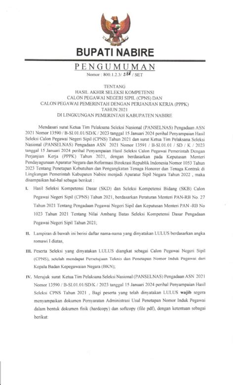 Ini Pengumuman Hasil Akhir Seleksi Kompetensi CPNS Dan PPPK Tahun 2021