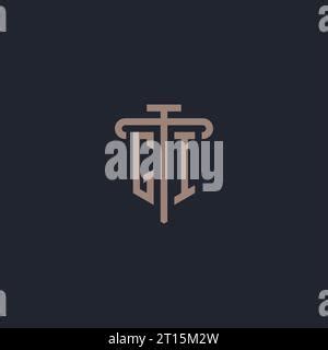 GI Logo Initial With Pillar Icon Design Luxury Monogram Style Logo For