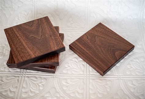 Walnut Wood Coasters Set Of 4 Etsy