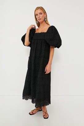 Farm Rio Black Pineapple Cotton Eyelet Maxi Dress Shopstyle