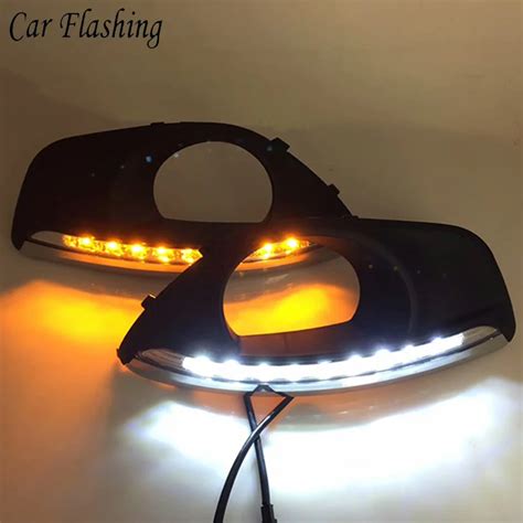 Car Flashing 2Pcs DRL For Hyundai Santa Fe Santafe 2010 2011 2012 LED