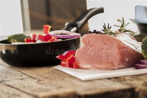 Raw Organic Boneless Pork Chops Ready To Cook Stock Photo Image Of