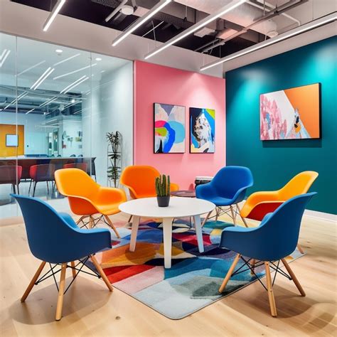 Premium Photo | Creative Office Space Vibrant Colors and Unique Artwork