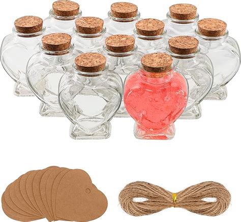 Belle Vous Pack Of Heart Shaped Glass Bottles Ml Oz Clear