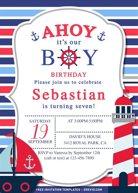 11 Nautical Themed Birthday Invitation Templates For Your Kids