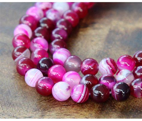 Striped Agate Beads Fuchsia 6mm Round Pink Out Hot Pink Beading Crafts Striped Agate