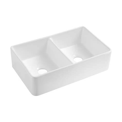 SMARTLET 20 W Double Bowl Ceramic Farmhouse Kitchen Sink 0 Wayfair