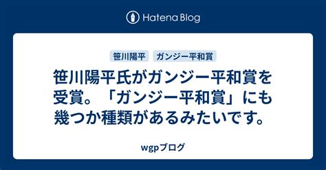 笹川陽平氏がガンジー平和賞を受賞。「ガンジー平和賞」にも幾つか種類があるみたいです。 Wgpブログ