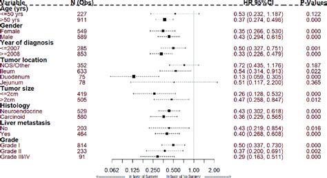 Hazard Ratios And Cis In Different Subgroups Of Surgery And