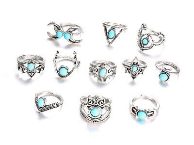 11 Pcs Silver Boho Stack Plain Above Knuckle Ring Owl Midi Finger Tip