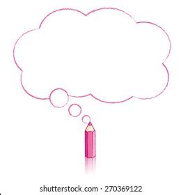 Pink Pencil Reflection Drawing Fluffy Cloud Stock Vector Royalty Free