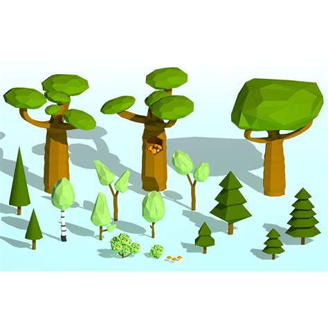 Cartoon Trees Low Poly Pack D Modell Max Ds Fbx Obj Free D