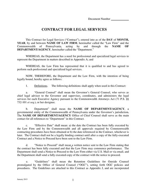 Legal Services Contract Template