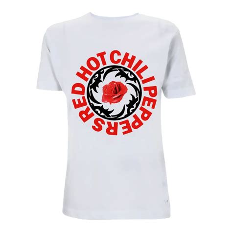 Red Hot Chili Peppers Merch White Bssm Rose T Shirt Rose T Shirt Hottest Chili Pepper Casual