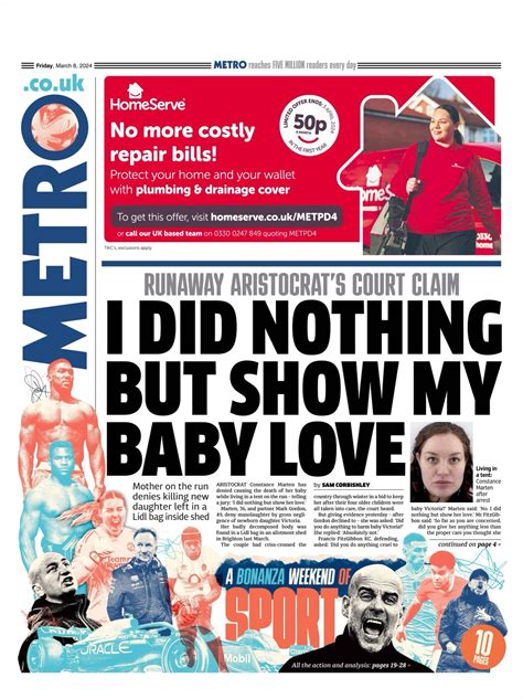 Metro Front Page 8th Of March 2024 Tomorrows Papers Today