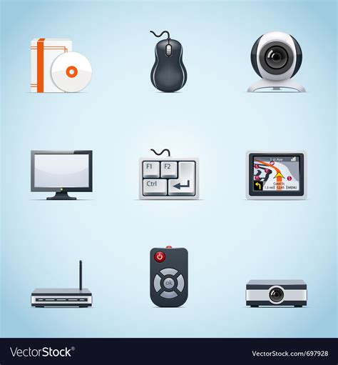 Computer peripherals icons Royalty Free Vector Image