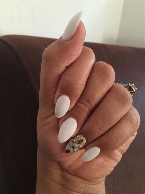 Matte White Almond Shape Nails Almond Nails Nails Almond Shape Nails