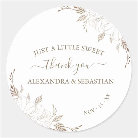 Floral Wedding Thank You Classic Round Sticker Zazzle