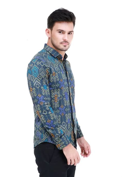 Jual Hamlin Dwan Kemeja Batik Pria Tribe Atasan Formal Longsleeve Shirt