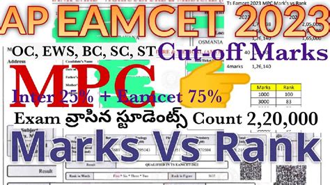 Ap Eamcet Marks Vs Rank Ap Eamcet Mpc Marks Vs Rank Eamcet