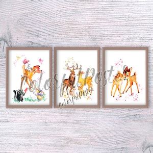 Bambi Poster Set of 3 Bambi and Friends Print Bambi Wall Decor - Etsy