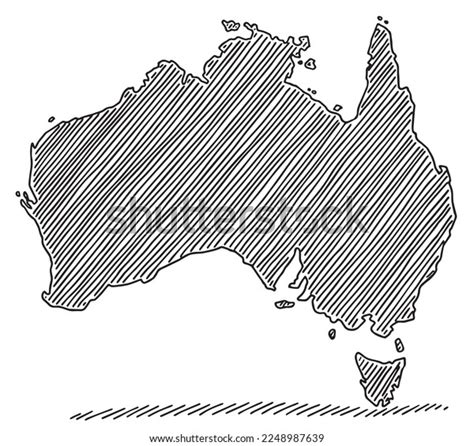 Handdrawn Vector Drawing Handdrawn Australia Map Stock Vector (Royalty ...