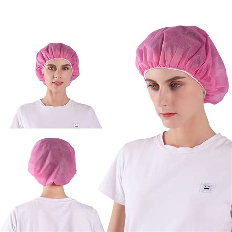 Customized Disposable Pink 10GSM PP Nonwoven Bouffant Cap China