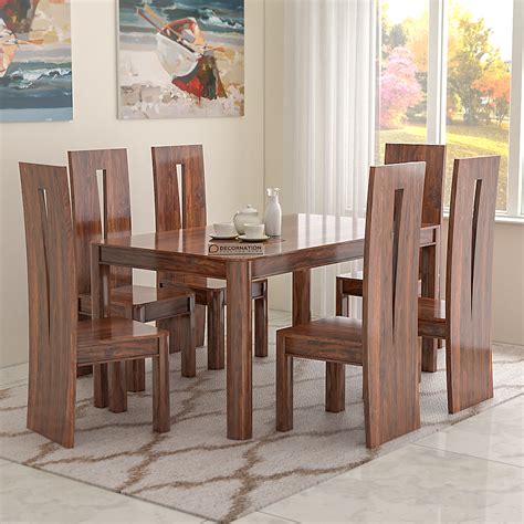 Beringen Wooden 6 Seater Dining Table Set - Decornation