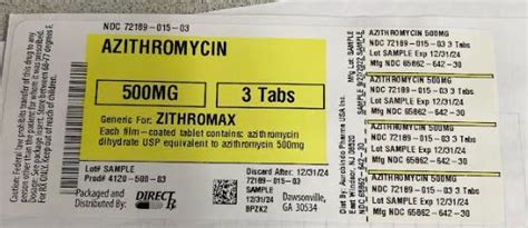 Azithromycin Directrx Fda Package Insert