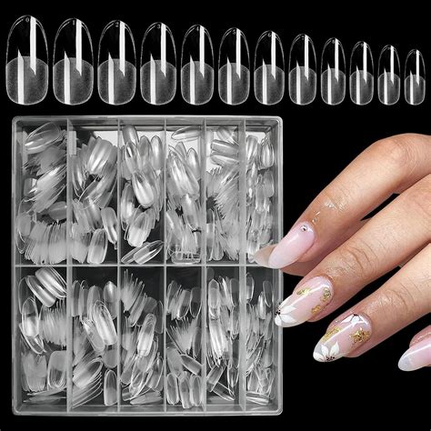 Amazon Addfavor Pcs Gel X Nail Tips Clear Oval Almond Nail Tips