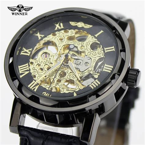 WINNER Retro Hollow Mechanical Watch 201 Greek Numerals Dial Watches