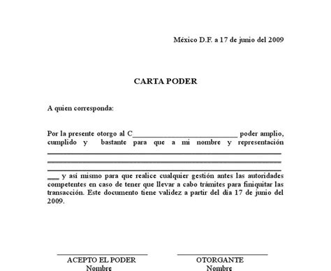 Carta Poder Para Llenar En Word Ejemplos De Carta Poder Judicial