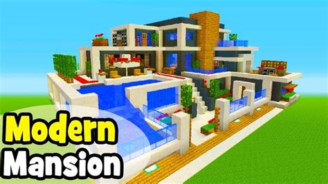 Minecraft Tutorial How To Make A Modern Mansion 6 Modern Minecraft Houses Minecraft Modern