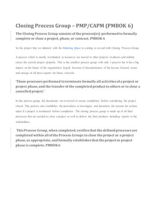 Closing Process Group Pdf