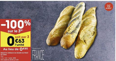 Promo Baguette Céréales Ou Sésame Ou Pavot Au Choix chez Leader Price