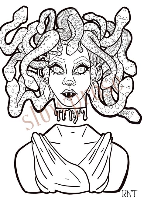 Printable Medusa Coloring Page For Adults Greek Mythology Coloring Page