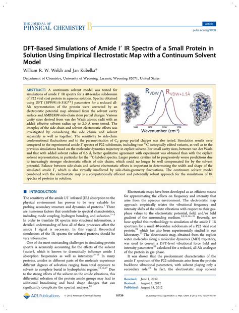 PDF DFT Based Simulations Of Amide I IR Spectra Of A Small Protein