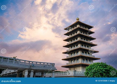 View Of The Front Hall And Eight Pagodas At The Fo Guang Shan Buddha