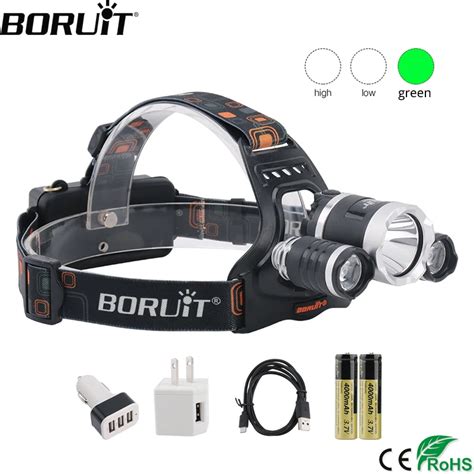 Boruit T Xpe Green Led Powerful Headlamp Mode Lm Headlight