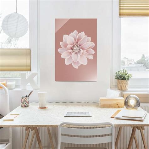 Dahlie Beigerot Rosa Glasbild Im Hochformat 2 3 Bilderwelten