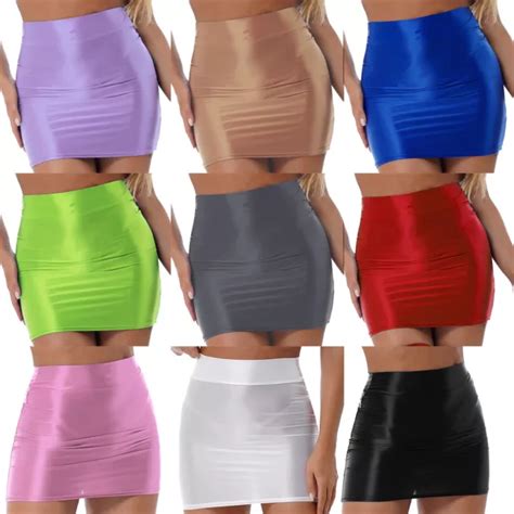 MINI JUPE MOULANTE Femme Sexy Jupe Crayon Courte Brillante Taille Haute