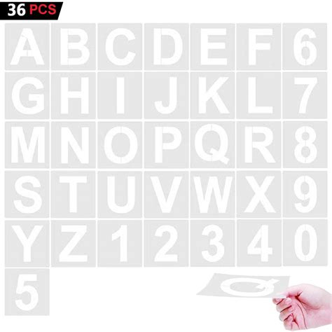 Buy 4 Letter Stencils 36 Pcs Alphabet Art Craft Stencils Reusable Plastic Number Templates